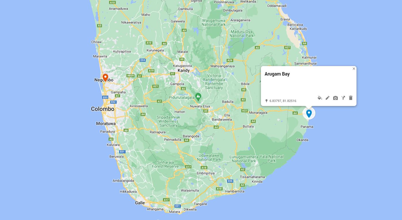 arugam bay Location Map