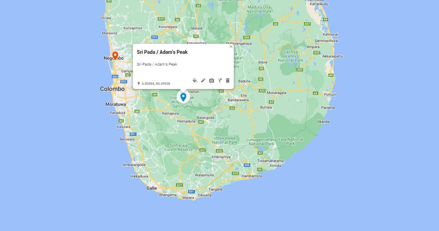 adams peak Location Map