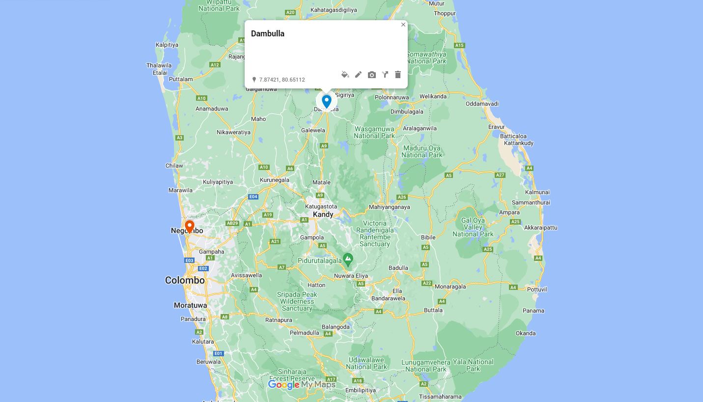 dambulla Location Map