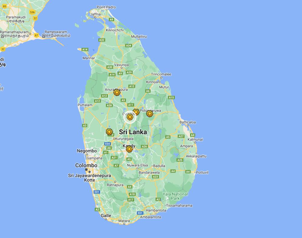 sri lanka ancient cities location map