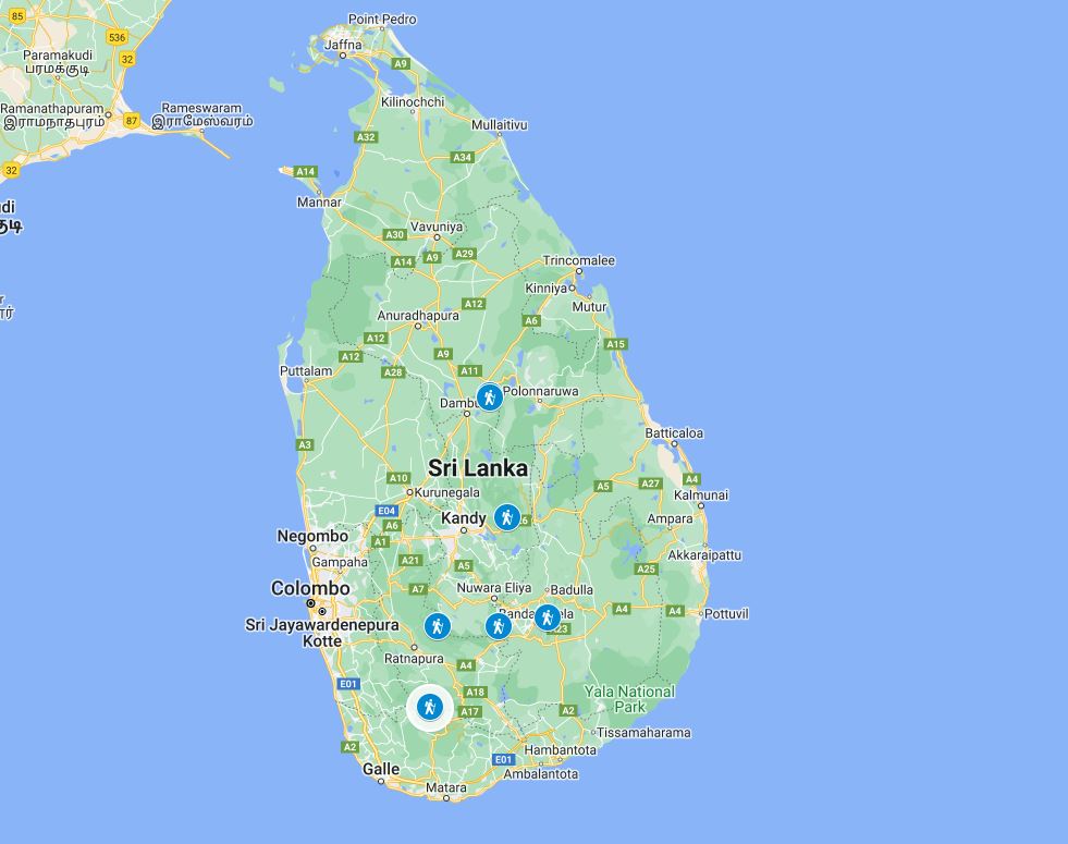 sri lanka hiking location map