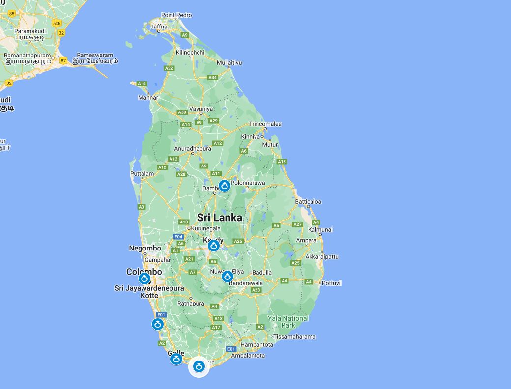 sri lanka wedding location map