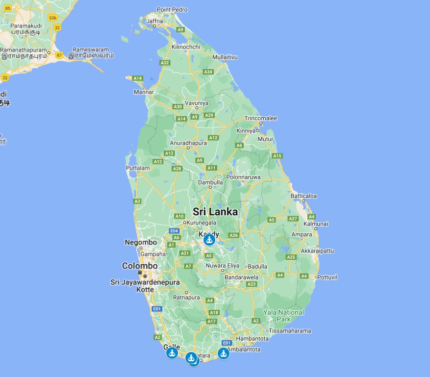 sri lanka yoga retreat location map